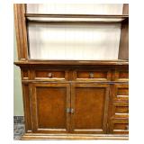 Vintage Burl Wood China Cabinet Hutch with built in lighting