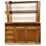 Vintage Burl Wood China Cabinet Hutch with built in lighting