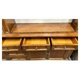 Vintage Burl Wood China Cabinet Hutch with built in lighting