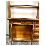 Vintage Burl Wood China Cabinet Hutch with built in lighting