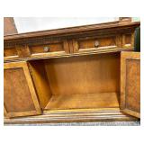 Vintage Burl Wood China Cabinet Hutch with built in lighting