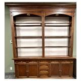 Vintage Burl Wood China Cabinet Hutch with built in lighting