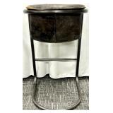 Cantilever Bar Stool - Black Leather Upholstery, Vintage Industrial