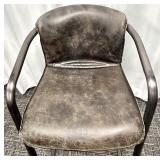 Cantilever Bar Stool - Black Leather Upholstery, Vintage Industrial