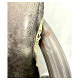 Cantilever Bar Stool - Black Leather Upholstery, Vintage Industrial