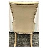 Accent Chair - Beige Tufted Upholstery with Nailhead Trim & Light Wood Legs