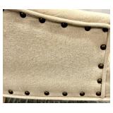 Accent Chair - Beige Tufted Upholstery with Nailhead Trim & Light Wood Legs