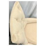 Accent Chair - Beige Tufted Upholstery with Nailhead Trim & Light Wood Legs