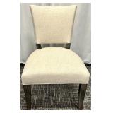 Saloom Furniture Dining Chair - Upholstered Beige Fabric & Dark Wood Legs