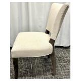 Saloom Furniture Dining Chair - Upholstered Beige Fabric & Dark Wood Legs