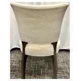 Saloom Furniture Dining Chair - Upholstered Beige Fabric & Dark Wood Legs