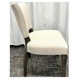 Saloom Furniture Dining Chair - Upholstered Beige Fabric & Dark Wood Legs