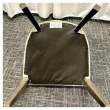 Saloom Furniture Dining Chair - Upholstered Beige Fabric & Dark Wood Legs