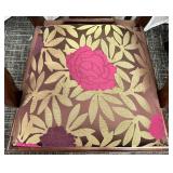 Indonesian Carved Wood Dining Chairs Pair - Floral Upholstery