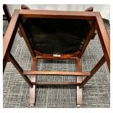 Indonesian Carved Wood Dining Chairs Pair - Floral Upholstery