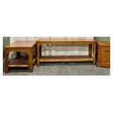 Heritage by Drexel 3-Piece Console Table Set with Cane Lower Shelves & 3-Drawer Chest