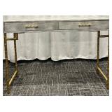 Vinyl Console Table with Gold Bamboo style Legs - 2 Drawers