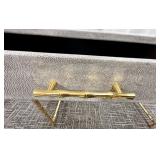 Vinyl Console Table with Gold Bamboo style Legs - 2 Drawers