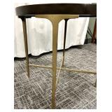 Universal Furniture Round End Table Model 788 - Gold-tone X-brace Base - Made in Vietnam