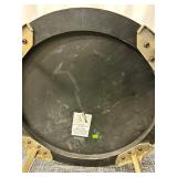 Universal Furniture Round End Table Model 788 - Gold-tone X-brace Base - Made in Vietnam