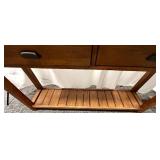 Console Table with Black Top & 2 Drawers, Slatted Lower Shelf