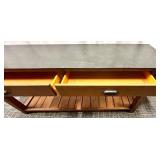 Console Table with Black Top & 2 Drawers, Slatted Lower Shelf