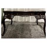 Hooker Furniture Console Table - Leather Inlay Top, Carved Apron & Cabriole Legs