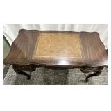 Hooker Furniture Console Table - Leather Inlay Top, Carved Apron & Cabriole Legs