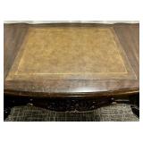 Hooker Furniture Console Table - Leather Inlay Top, Carved Apron & Cabriole Legs