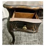 Hooker Furniture Console Table - Leather Inlay Top, Carved Apron & Cabriole Legs
