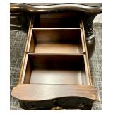 Hooker Furniture Console Table - Leather Inlay Top, Carved Apron & Cabriole Legs