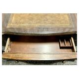 Hooker Furniture Console Table - Leather Inlay Top, Carved Apron & Cabriole Legs