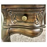 Hooker Furniture Console Table - Leather Inlay Top, Carved Apron & Cabriole Legs