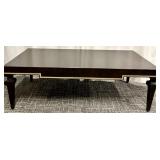 Ethan Allen Dark Walnut Coffee Table - Gold Trim & Block Legs