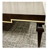 Ethan Allen Dark Walnut Coffee Table - Gold Trim & Block Legs