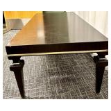 Ethan Allen Dark Walnut Coffee Table - Gold Trim & Block Legs