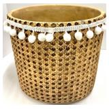 Ceramic Natural Baskets & Pom-Pom Trim - Set of 2