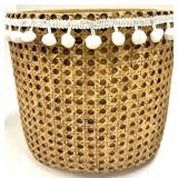 Ceramic Natural Baskets & Pom-Pom Trim - Set of 2