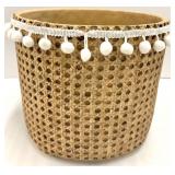 Ceramic Natural Baskets & Pom-Pom Trim - Set of 2