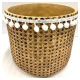 Ceramic Natural Baskets & Pom-Pom Trim - Set of 2