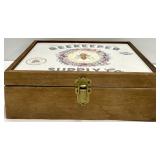 Beekeeper Supply Co. Sign & Birdhouse & Peach Roses in Glass Vase