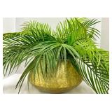 Desk Clock - Gold Tone with Black Dial on Gold Stand with fern plant