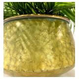 Desk Clock - Gold Tone with Black Dial on Gold Stand with fern plant