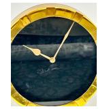 Desk Clock - Gold Tone with Black Dial on Gold Stand with fern plant