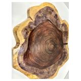 Live Edge Wood Slab Cross-Section with Prominent Growth Rings and Natural Edge