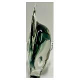 Chrome Abstract Loop Sculpture & Green Glass Dolphin