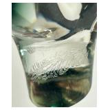 Chrome Abstract Loop Sculpture & Green Glass Dolphin