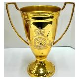 Gold Anchor Sculpture - White Ceramic Ship Wheel Vase - Gold Trophy Cup