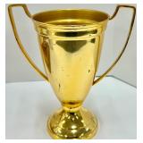 Gold Anchor Sculpture - White Ceramic Ship Wheel Vase - Gold Trophy Cup