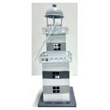 Candle Lighthouse Set - Gray & White Striped Metal Towers With Balconies